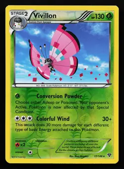 Vivillon 17/146 Reverse Holo Rare XY Base Pokémon Card - Image 3