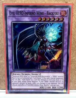 Evil HERO Inferno Wing - Backfire [SUDA-EN032] Super Rare 1st Edition Mint Card - Image 2