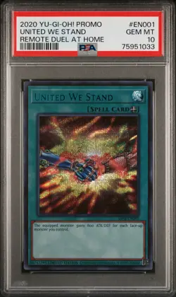 2020 YU-GI-OH! PROMO REMOTE DUEL AT HOME #EN001 UNITED WE STAND PSA 10 - Image 1
