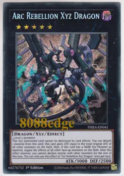 YuGiOh "ARC REBELLION XYZ DRAGON" PHRA-EN041 1ST EDITION SECRET RARE HOLO MINT - Image 1