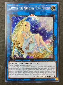 Yugioh #RA01-EN049 Artemis, the Magistus Moon Maiden 1st Platinum Secret Rare NM - Image 3