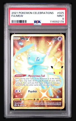 PSA 9 MINT Mew Celebrations Gold Holo Secret Full Art Pokemon Card 25/25 - Image 1