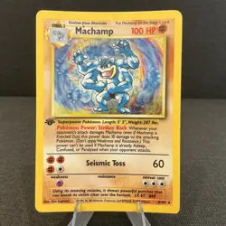 Machamp 8/102 1st Edition Base Set Deck Exclusives Holo Rare Pokemon Card HP/DMG - Image 1