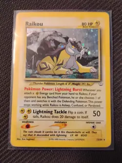 PokÃ©mon TCG Neo Revelation Unlimited Card Raikou 13/64 Holo Rare - Image 1