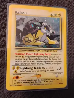 PokÃ©mon TCG Neo Revelation Unlimited Card Raikou 13/64 Holo Rare - Image 2