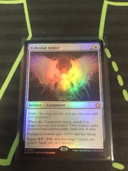 MTG Magic The Gathering Celestial Armor Foil FDN Rare White Artifact Commander  - Image 1