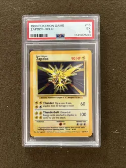 1999 Pokemon Base Set Unlimited Zapdos Holo #16 PSA 5 - Image 1