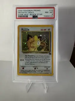 2000 PokÃ©mon Meowth Promo #10 Holo PSA 8 Black Star Card - Image 1