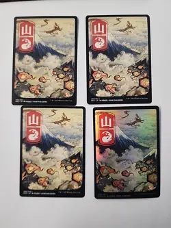 Mountain (299)  Full Art Kamigawa: Neon Dynasty Foil Magic The Gathering 4 Cards - Image 1
