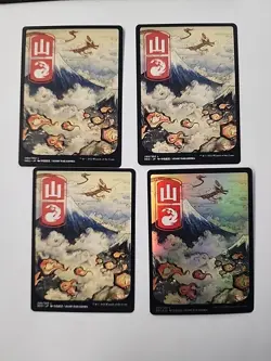 Mountain (299)  Full Art Kamigawa: Neon Dynasty Foil Magic The Gathering 4 Cards - Image 2