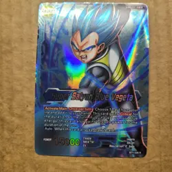 Dragon Ball Super SUPER SAIYAN BLUE VEGETA BT1-028 R RARE HOLO FOIL LP CARD - Image 1