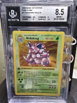 1999 Nidoking 1st Edition Holo Rare Shadowless #11 Base Set Pokemon Card BGS 8.5 - Image 1