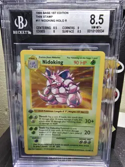 1999 Nidoking 1st Edition Holo Rare Shadowless #11 Base Set Pokemon Card BGS 8.5 - Image 5