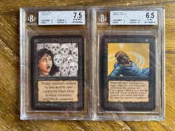 MTG Alpha 2 Card Lot, Fear BGS 7.5, Drain Life BGS 6.5 - Image 1