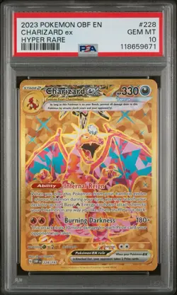 Pokémon TCG Charizard EX Obsidian Flames Hyper Rare Card 228/197 PSA 10 - Image 1