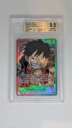BGS 9.5 Monkey D. Luffy OP01-003 Leader Alt Art Pre Errata One Piece Card Game - Image 3