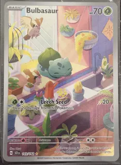 Pokémon TCG Stellar Crown Bulbasaur Holo Rare Card 143/142 Sv07 IR English - Image 2