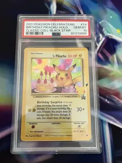 Pokemon Birthday Pikachu Holo Celebrations Classic Collection 24 PSA 10 Gem Mint - Image 1