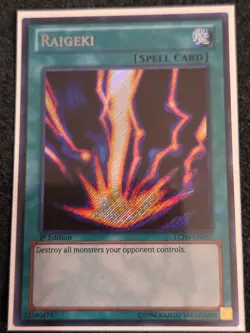 Yugioh Raigeki LCJW-EN057 Secret Rare 1st Ed LP - Image 1