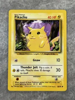 Pikachu 058/102 Pokemon TCG Base Set Vintage WOTC Card Regular (Moderate Play) 2 - Image 1