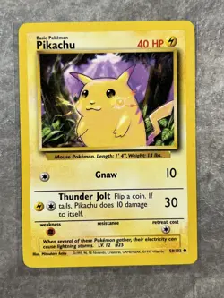 Pikachu 058/102 Pokemon TCG Base Set Vintage WOTC Card Regular (Moderate Play) 3 - Image 1
