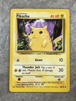 Pikachu 058/102 Pokemon TCG Base Set Vintage WOTC Card Regular (Damage) 6 - Image 1