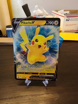 Jumbo Pokemon Pikachu V SWSH198 Black Star Promo Oversized Card - FREE SHIP - Image 1