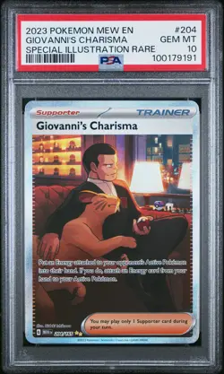 2023 POKEMON MEW EN-151 SPECIAL ILLUSTRATION RARE GIOVANNI'S CHARISMA PSA 10 - Image 3