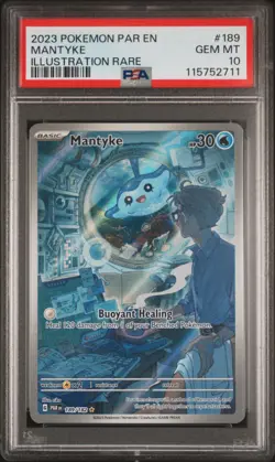 2023 POKEMON PAR EN-PARADOX RIFT #189 MANTYKE ILLUSTRATION RARE PSA 10 - Image 1