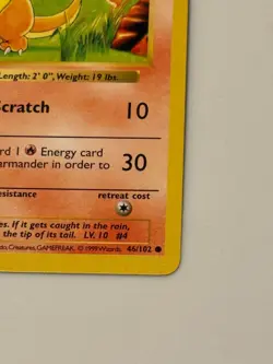 Shadowless Charmander Pokemon TCG 1999 Base Set WOTC 46/102 - Image 4