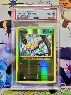 2016 Pokemon XY Evolutions Reverse Foil Holo Weedle #5 PSA 10 - Image 1