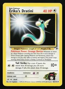 Erika's Dratini 42/132 Uncommon Gym Heroes PokÃ©mon Card - Image 1
