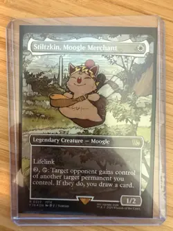 MTG Stiltzkin, Moogle Merchant Final Fantasy Foil Borderless Rare  - Image 1