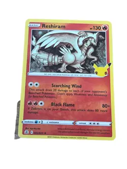 Reshiram 25th Celebrations 002/025 Holo Pokemon Card Fresh NM/M Sleeve+Toploader - Image 1