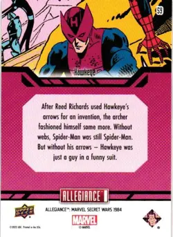 HAWKEYE #59 BASE Upper Deck Marvel Allegiance Secret Wars COLLECTIBLE CARD - Image 2
