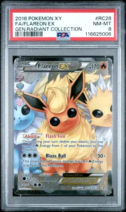 2016 POKEMON XY GENERATIONS RADIANT COLLECTION RC28 FULL ART/FLAREON EX PSA 8 - Image 1