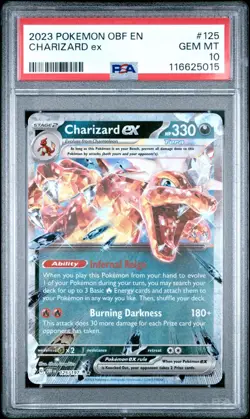 2023 POKEMON OBF EN-OBSIDIAN FLAMES 125 CHARIZARD EX PSA 10 - Image 1