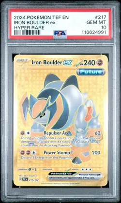 2024 POKEMON TEF EN-TEMPORAL FORCES 217 IRON BOULDER EX HYPER RARE PSA 10 - Image 1