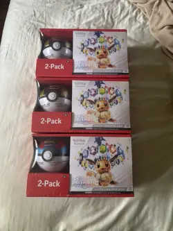 Pokémon TCG Sam’s Club 2 Pack Bundle Prismatic Evolutions + Pokeball - Image 1
