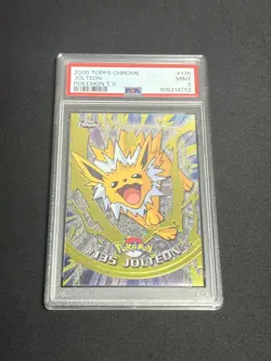 2000 Topps Chrome Pokemon Jolteon #135 Foil Rare TV Animation PSA 9 Mint - Image 1