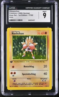 CGC 9 MINT German Hitmonchan 1999 Base Set 1st Edition 7/102 Holo Pokemon Card - Image 3