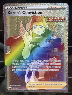 PokÃ©mon TCG Sword & Shield Chilling Reign Karen's Conviction Card #216/198 2021 - Image 1