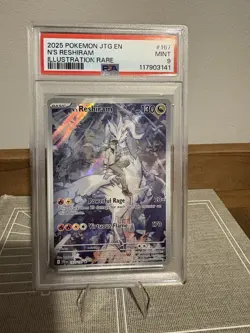 2025 Pokemon JTG EN Reshiram Illustration Rare Card PSA 9 Mint - Image 1