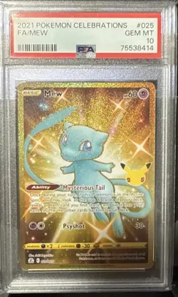 Pokemon Full Art Shiny Mew 2021 Celebrations #025/025 PSA 10 Gold New PSA Cert - Image 1