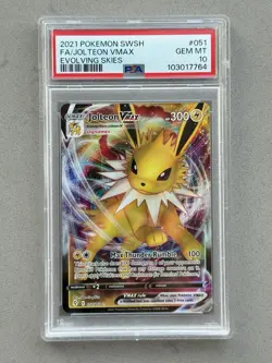 PSA 10 ~ Jolteon VMAX 051/203 Evolving Skies Full Art Ultra Rare Pokemon Card - Image 1