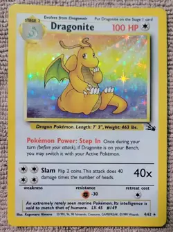 Dragonite 4/62 - Rare Holo - Unlimited Edition - Pokemon Card TCG - Fossil Set - Image 1
