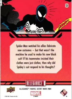 SPIDER MAN #58 BASE Upper Deck Marvel Allegiance Secret Wars COLLECTIBLE CARD - Image 2