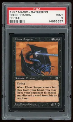 1997 MTG Magic the Gathering Portal Ebon Dragon PSA 9 Gaming Card TCG - Image 1