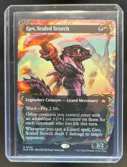 2024 Magic The Gathering BLB Gev, Scaled Scorch Borderless Raised Foil #0349 - Image 3