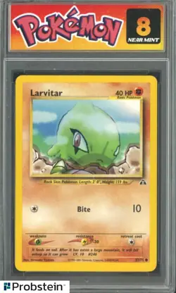 LARVITAR 57/75 NEO DISCOVERY UNLIMITED POKEMON CARD GRADED 8 NM - Image 1